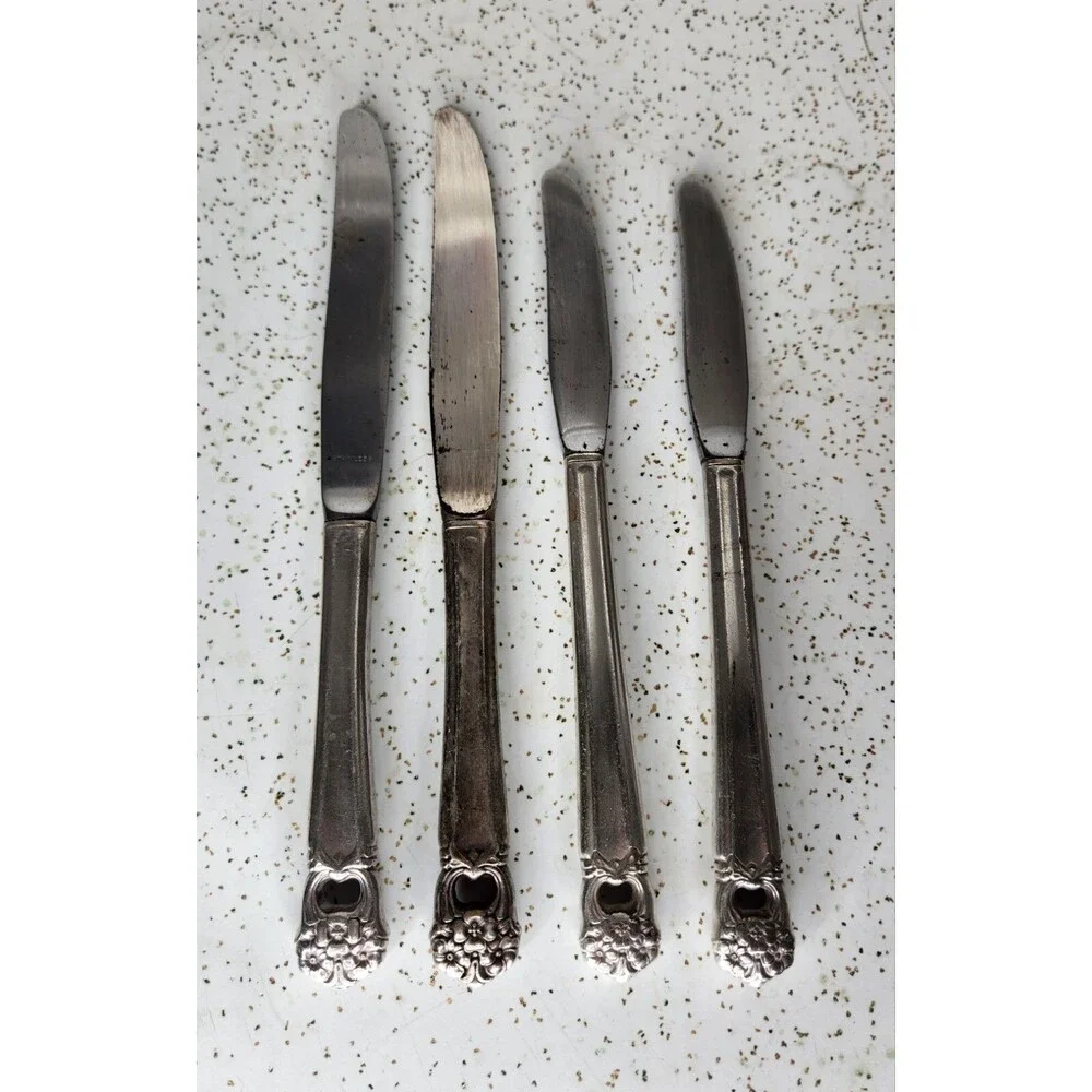 Vintage 1847 Rogers Bros ETERNALLY YOURS Dinner Knives Silverplate 4 Pcs *Read*